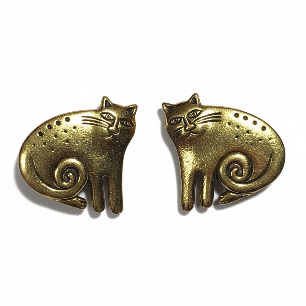 Vintage Laurel Burch Clip On Cat Earrings 28$